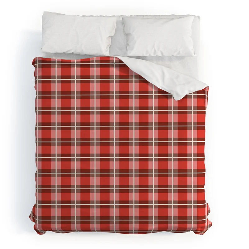 Classic Gingham traditional red Christmas Duvet Cover