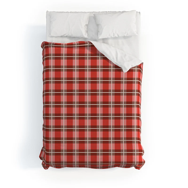 Classic Gingham traditional red Christmas Duvet Cover