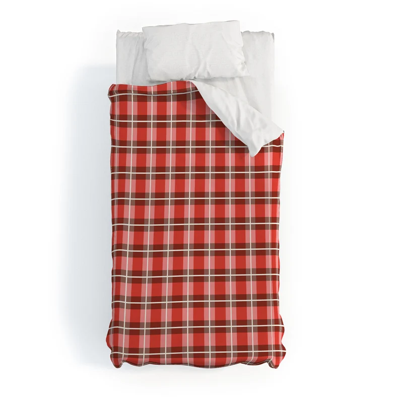Classic Gingham traditional red Christmas Duvet Cover