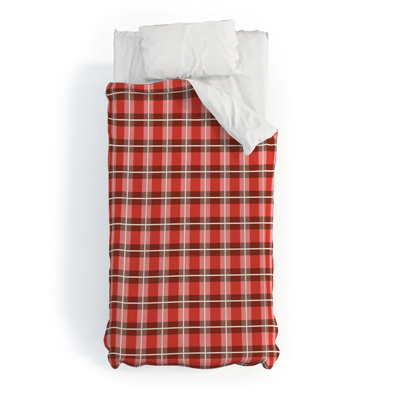 Classic Gingham traditional red Christmas Duvet Cover