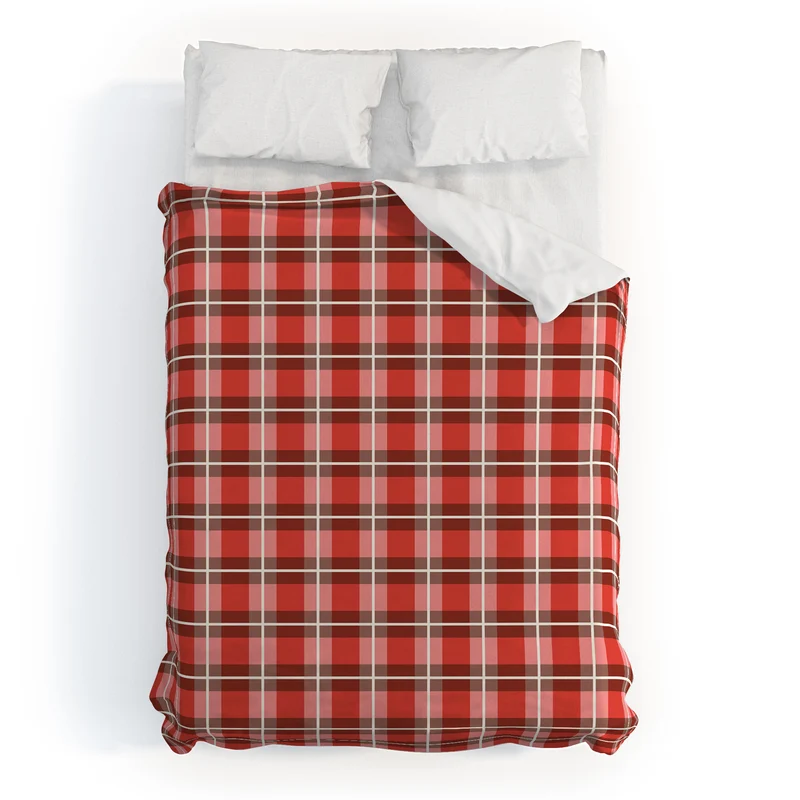 Classic Gingham traditional red Christmas Duvet Cover