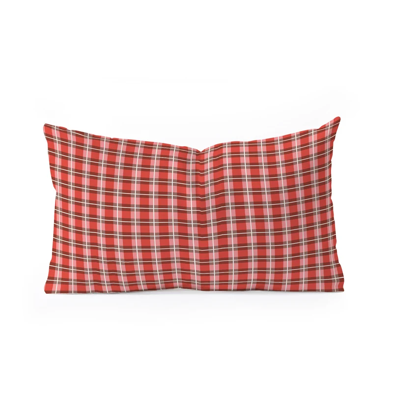 Classic Gingham traditional red Christmas Rectangular Pillow