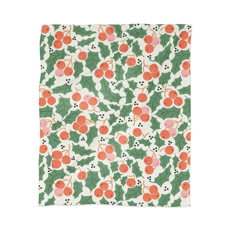 Holly Berry Festivity Throw Blanket