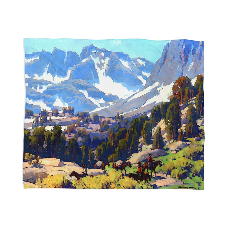 Sierra Grande Mountain Valley with Riders by Edgar Alwin Payne Throw Blanket