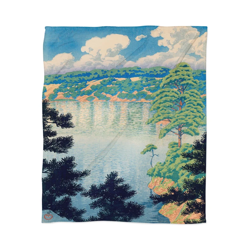 Hasui Karasu Marsh Akita Throw Blanket