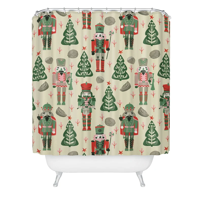 Festive Nutcracker Pattern Shower Curtain
