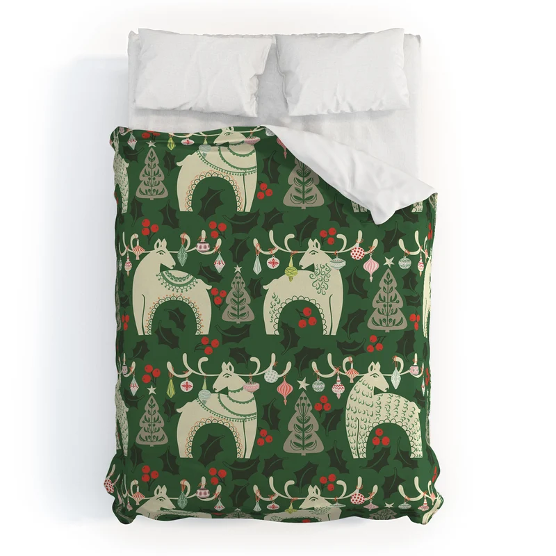 Traditional christmas Woodland Deer Duvet Cover