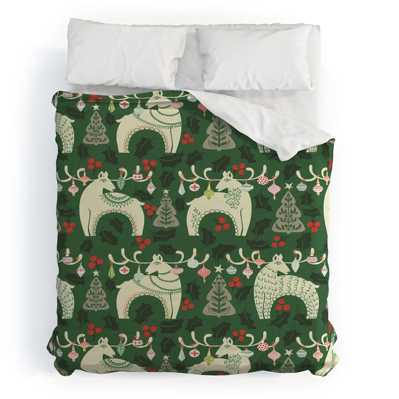 Traditional christmas Woodland Deer Duvet Cover