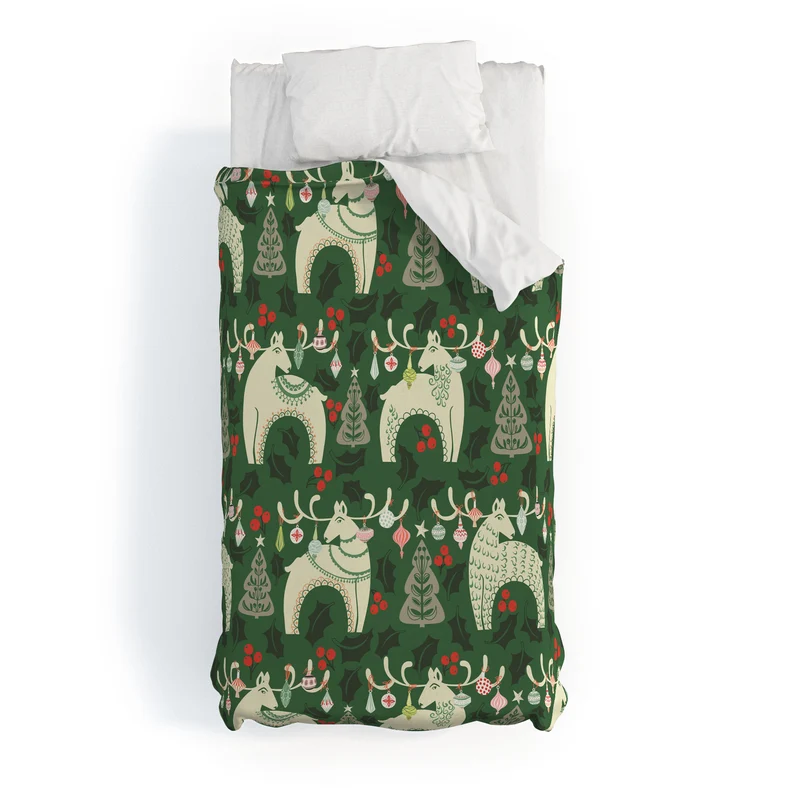 Traditional christmas Woodland Deer Duvet Cover
