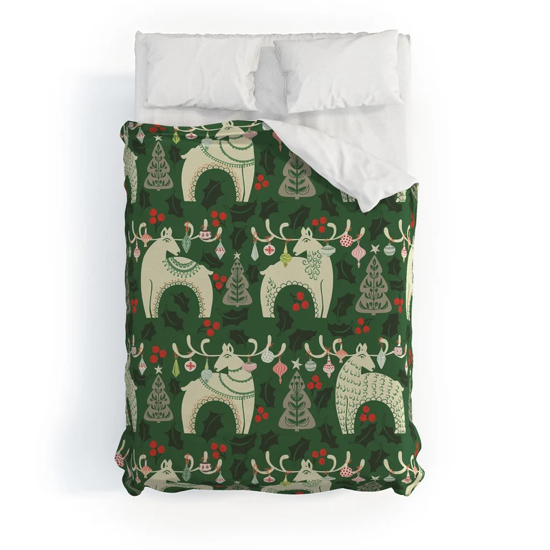 Traditional christmas Woodland Deer Duvet Cover