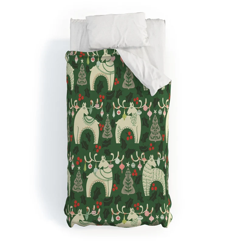 Traditional christmas Woodland Deer Duvet Cover
