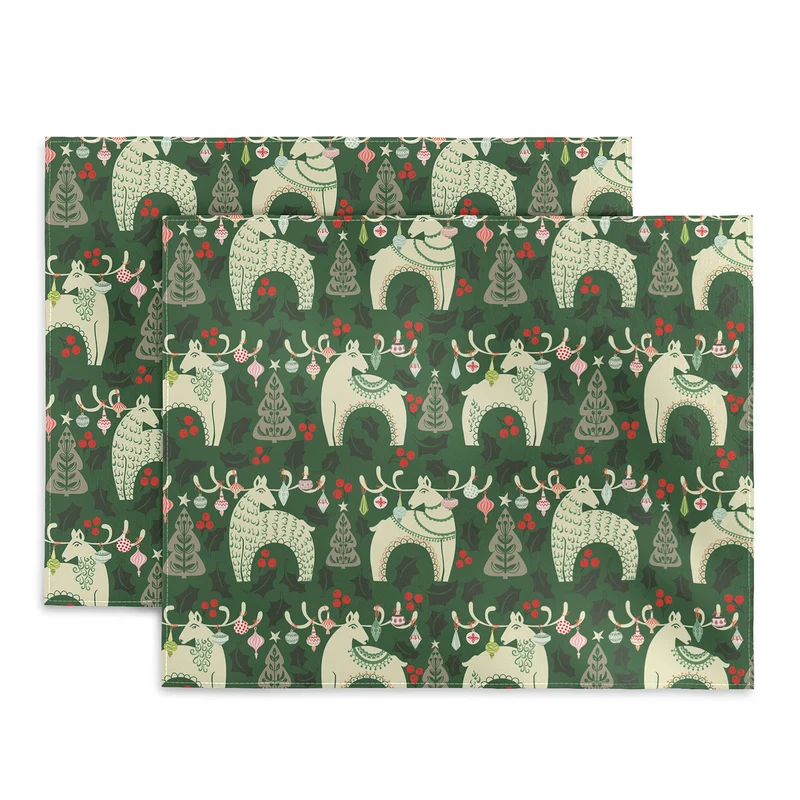 Traditional christmas Woodland Deer Placemat