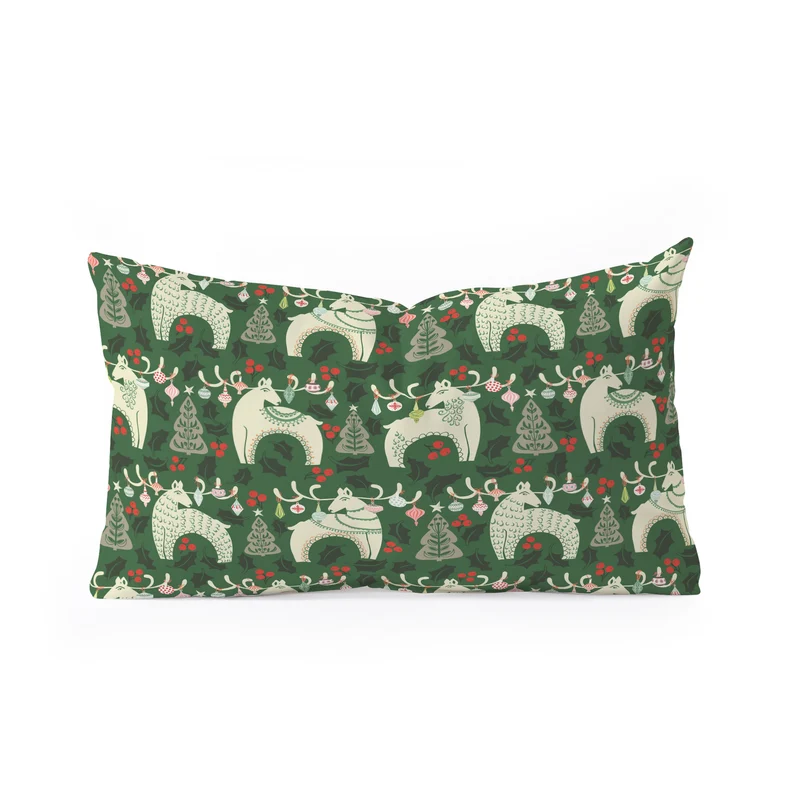 Traditional christmas Woodland Deer Rectangular Pillow