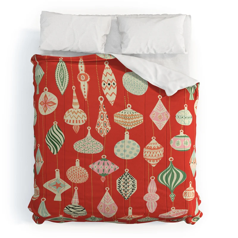 Traditional christmas Ornaments red Comforter