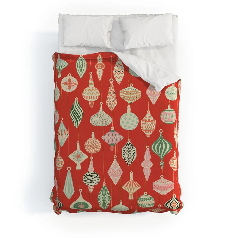 Traditional christmas Ornaments red Duvet Cover
