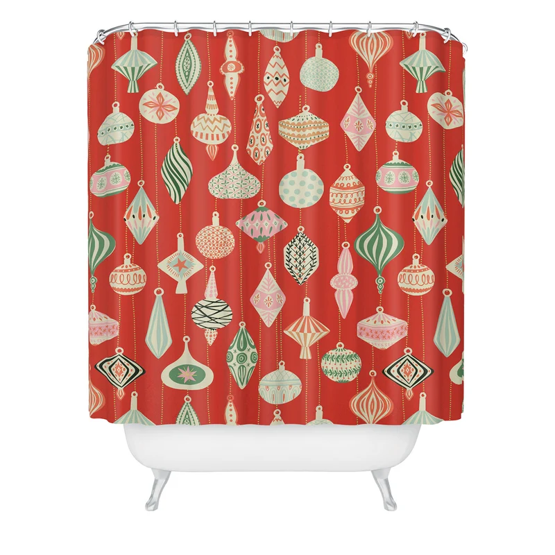 Traditional christmas Ornaments red Shower Curtain