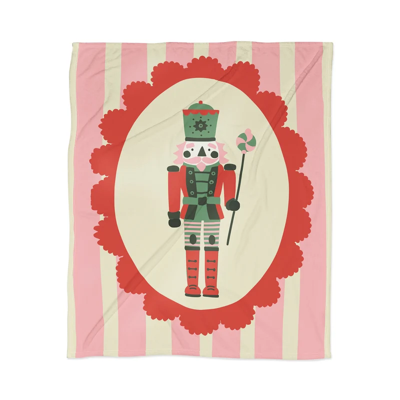 Whimsical Nutcracker Cartoon Throw Blanket