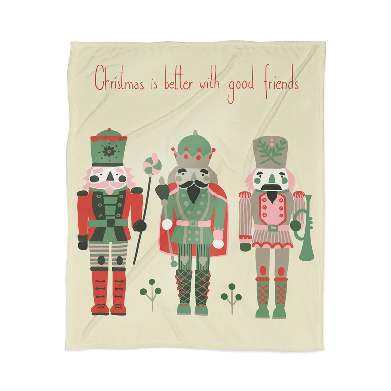 Good old nutcracker friends cream white Throw Blanket
