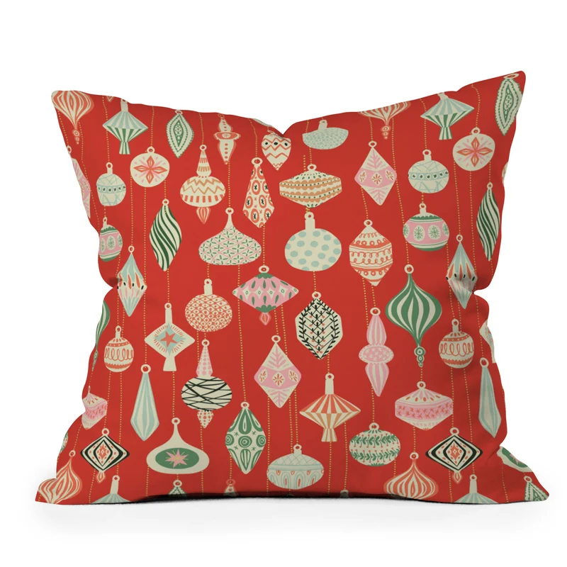 Traditional christmas Ornaments red Throw Pillow