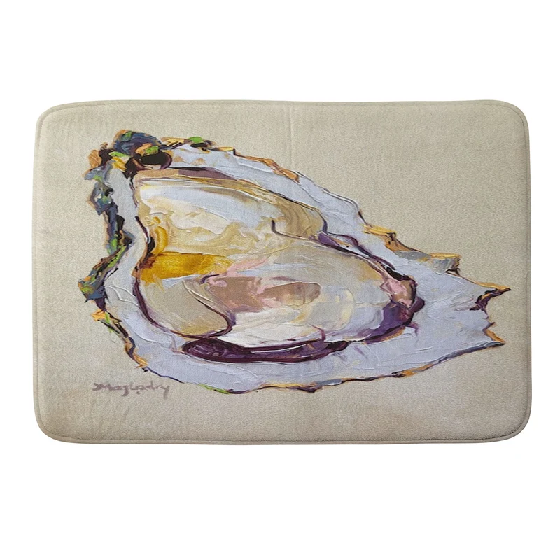 Abstract Oyster Painting Bath Mat