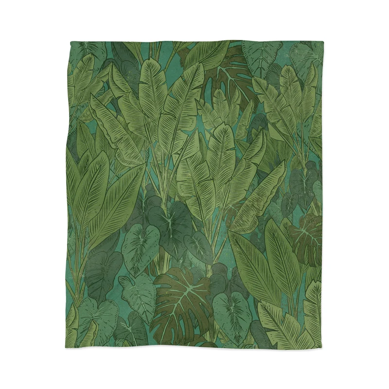 Lush Botanical Vintage Illustration Throw Blanket