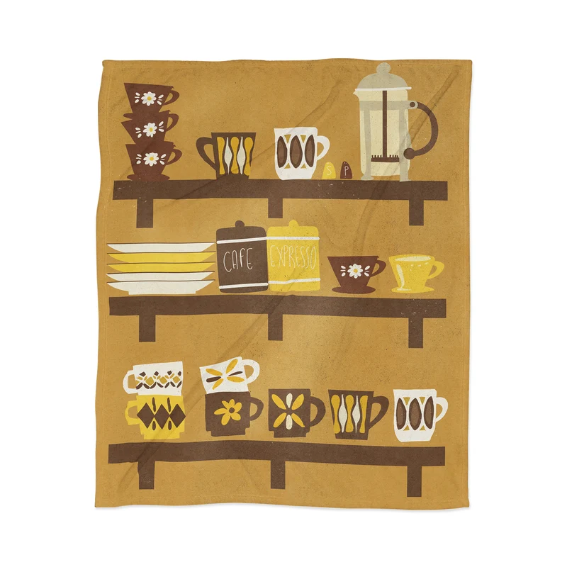 Retro Coffee Shelf Art Throw Blanket