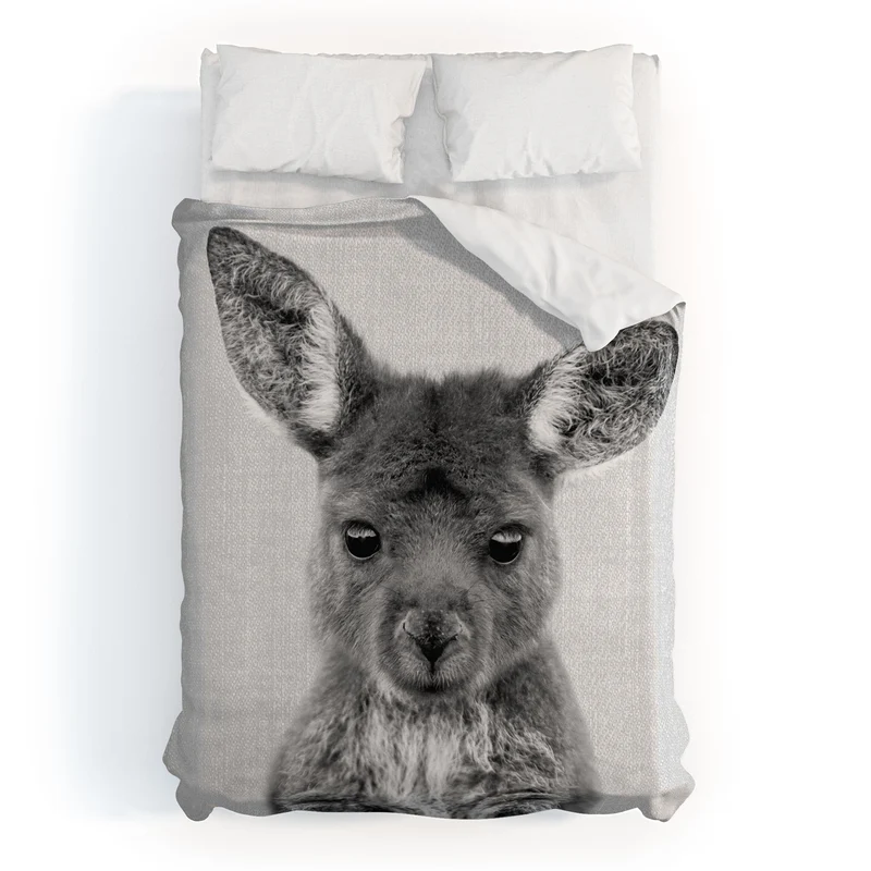 Baby Kangaroo BW Duvet Cover