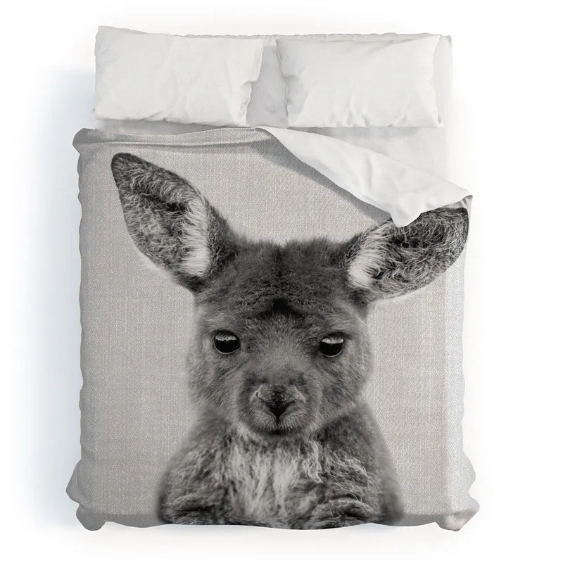 Baby Kangaroo BW Duvet Cover