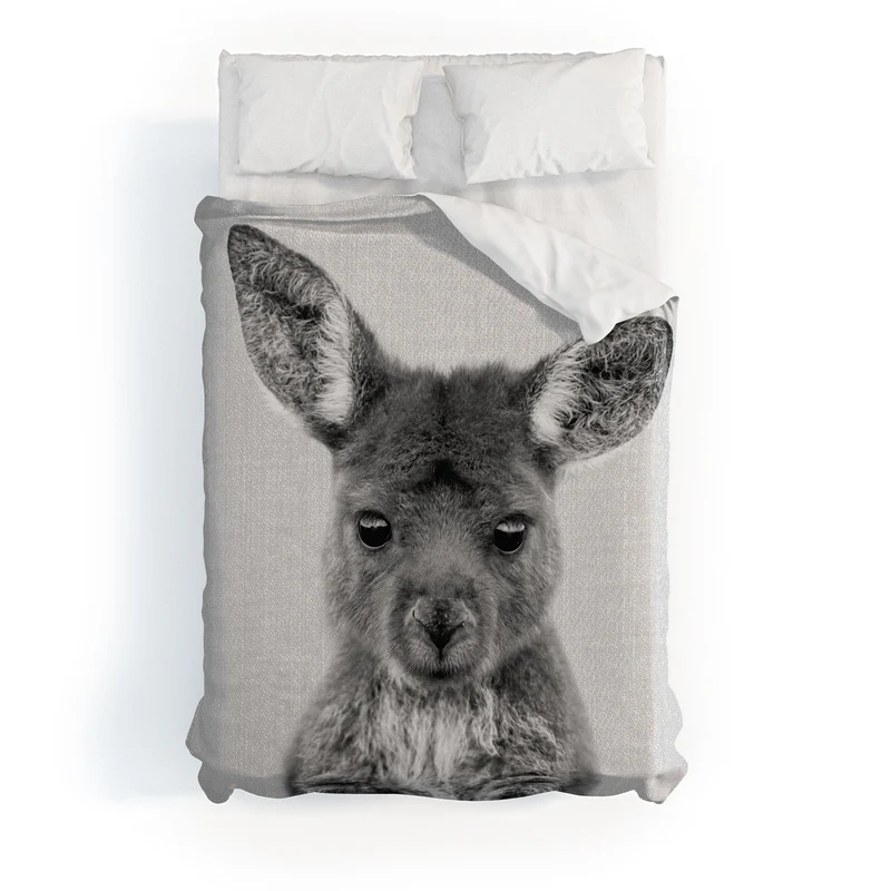 Baby Kangaroo BW Duvet Cover