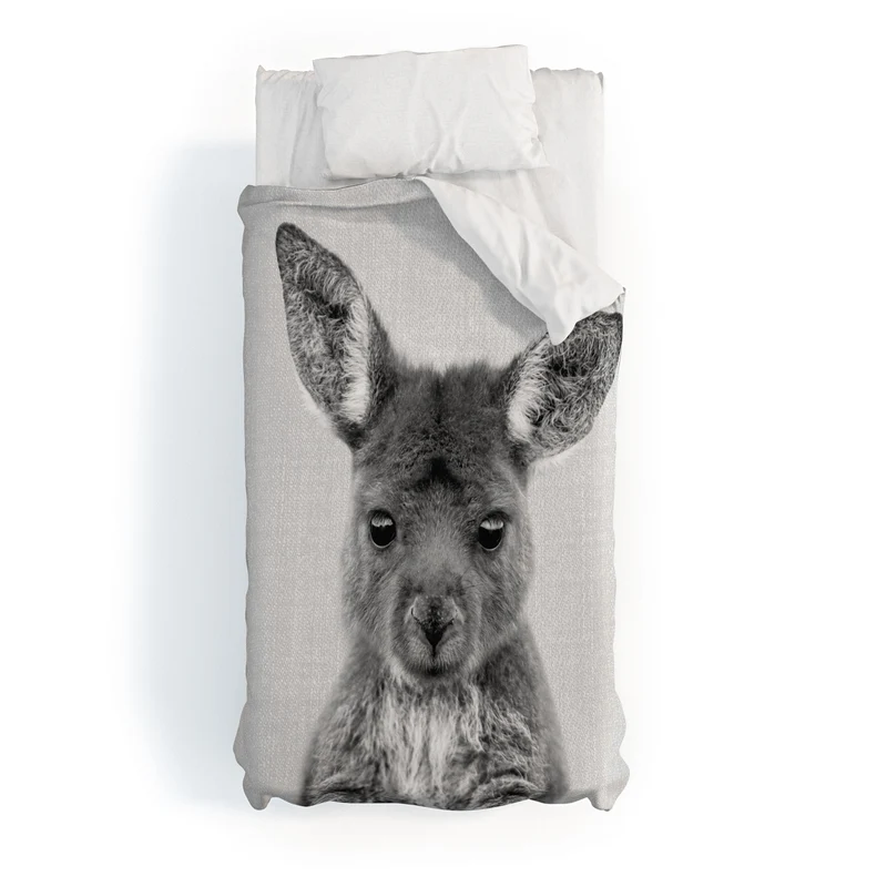 Baby Kangaroo BW Duvet Cover