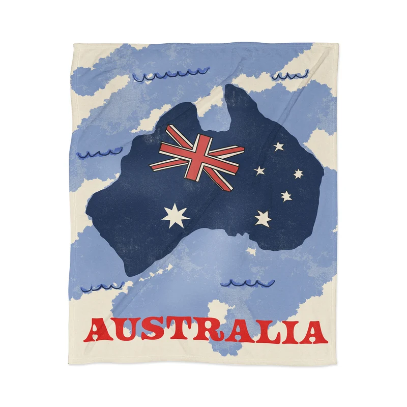 Vintage Australia Map Illustration Throw Blanket