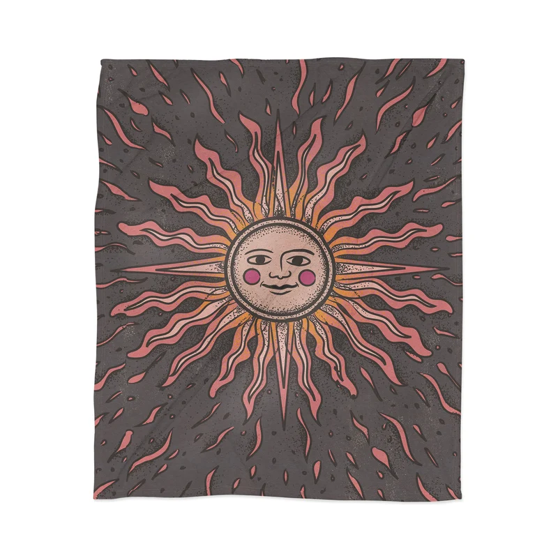 Whimsical Cosmic Sun Throw Blanket