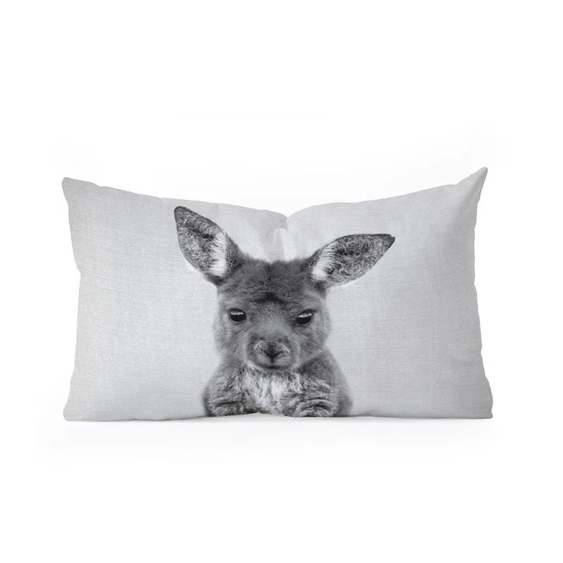 Baby Kangaroo BW Rectangular Pillow