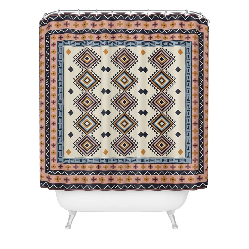Bohemian Geometric Tapestry Shower Curtain