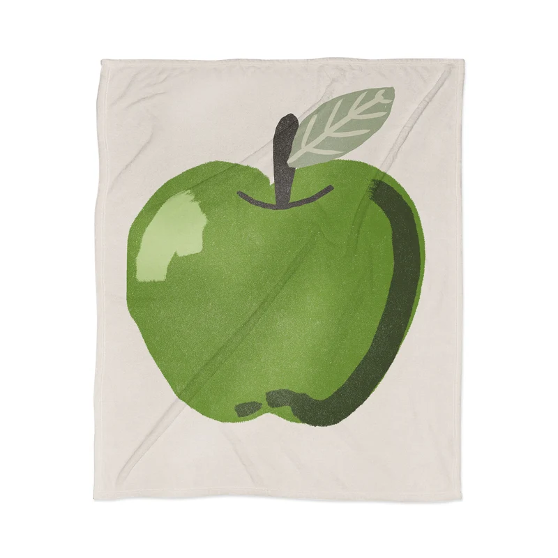 Minimalist Green Apple Illustration Throw Blanket