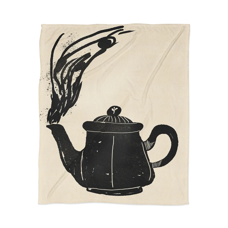Minimalist Teapot Illustration Throw Blanket