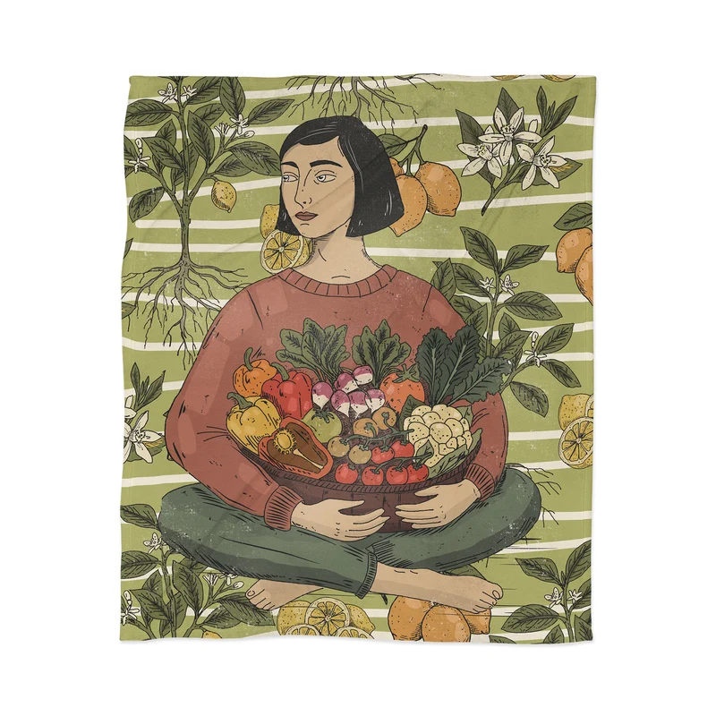 Bountiful Harvest Portrait Throw Blanket