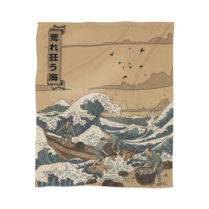 Traditional Seafaring Scene Throw Blanket