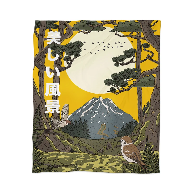 Serene Mountain Landscape Art Throw Blanket