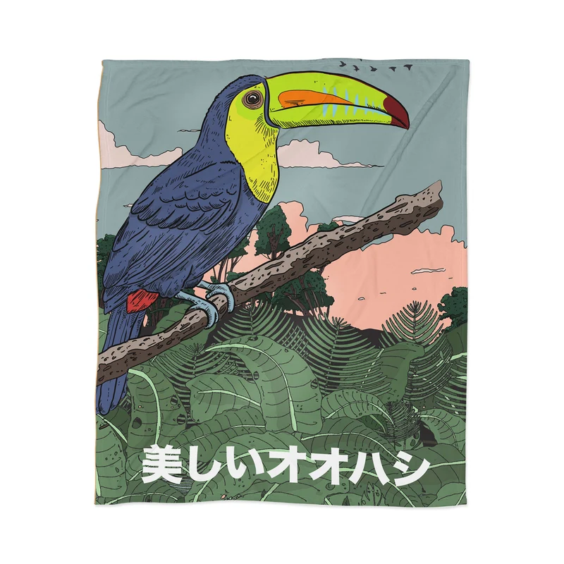 Colorful Toucan in the Jungle Throw Blanket