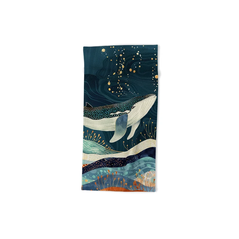 Starlit Ocean Whale Bath Towel