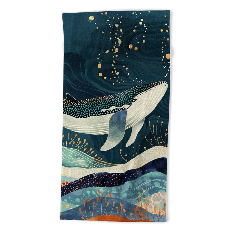 Starlit Ocean Whale Bath Towel