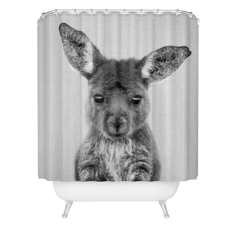 Baby Kangaroo BW Shower Curtain