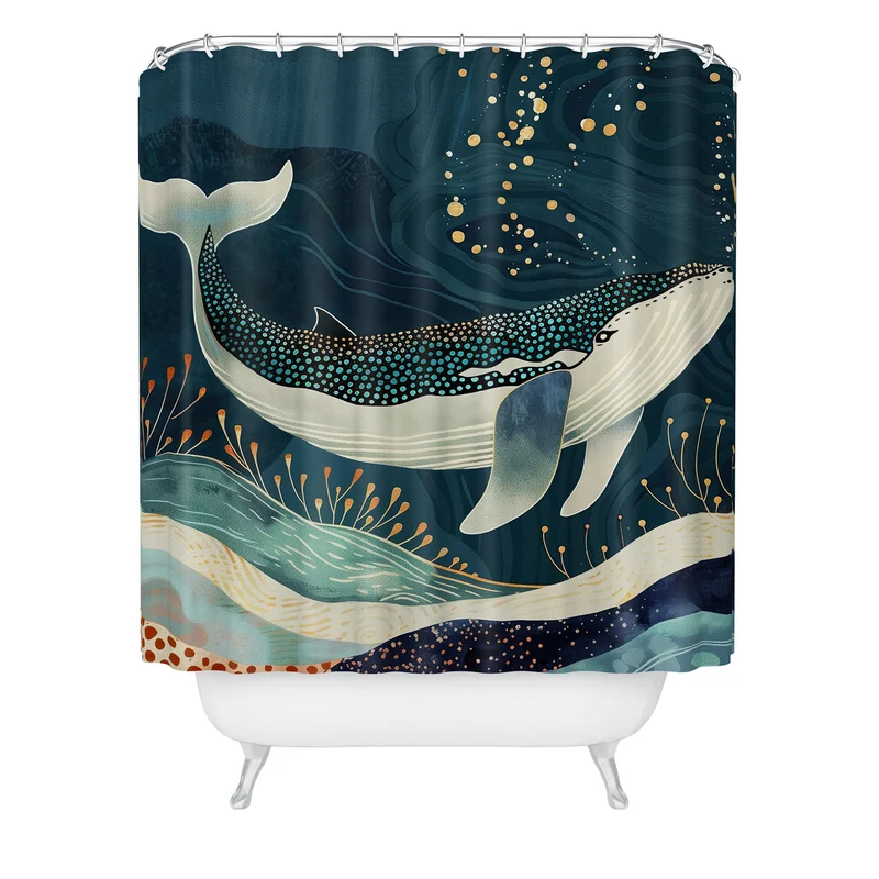 Starlit Ocean Whale Shower Curtain