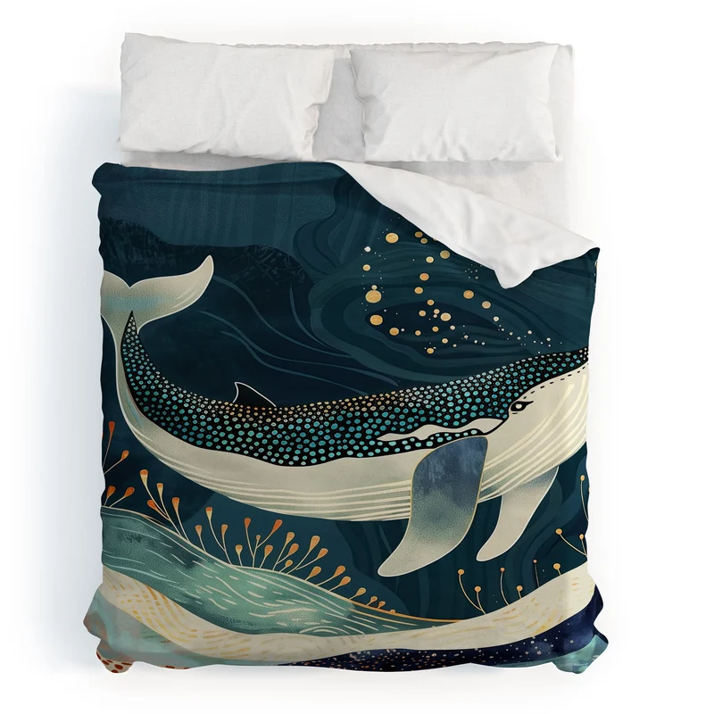 Starlit Ocean Whale Duvet Cover