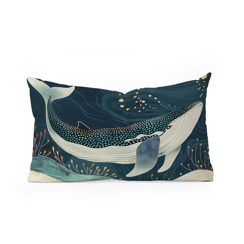 Starlit Ocean Whale Rectangular Pillow