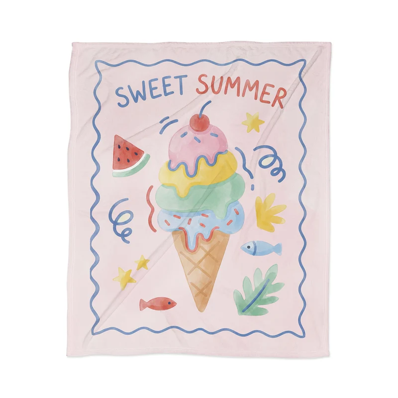 sweet summer ice cream Throw Blanket