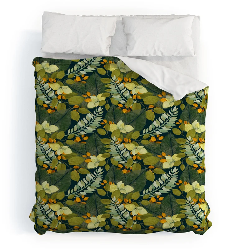 Autumn Leaves Botanical Pattern Duvet Cover