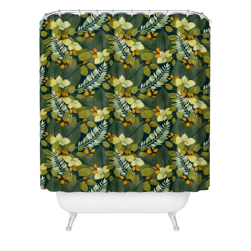 Autumn Leaves Botanical Pattern Shower Curtain