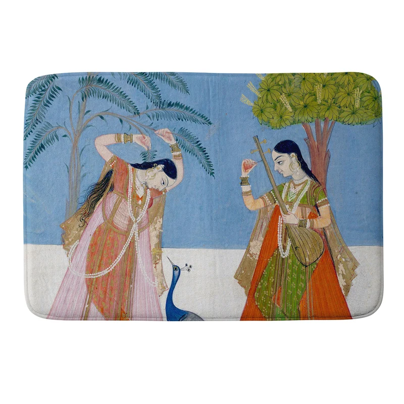 Ladies on a terrace indian miniature Bath Mat